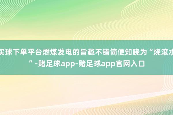 买球下单平台燃煤发电的旨趣不错简便知晓为“烧滚水”-赌足球app-赌足球app官网入口