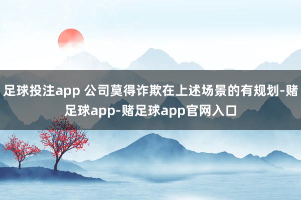 足球投注app 公司莫得诈欺在上述场景的有规划-赌足球app-赌足球app官网入口