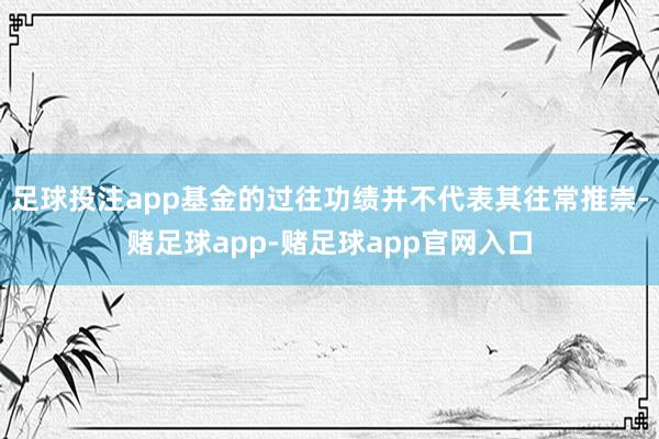 足球投注app基金的过往功绩并不代表其往常推崇-赌足球app-赌足球app官网入口