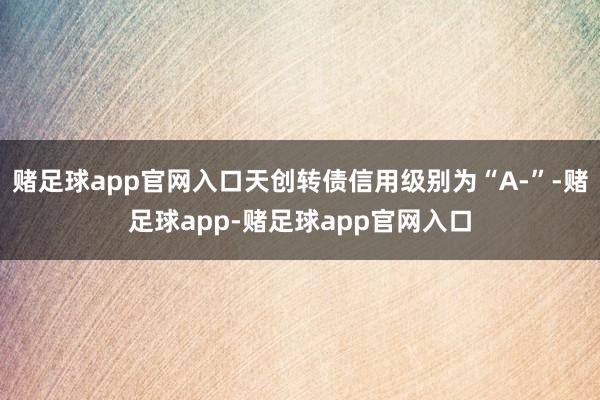 赌足球app官网入口天创转债信用级别为“A-”-赌足球app-赌足球app官网入口