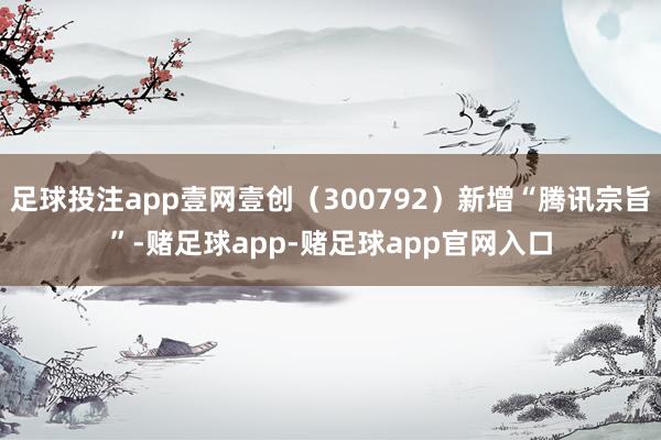 足球投注app壹网壹创（300792）新增“腾讯宗旨”-赌足球app-赌足球app官网入口
